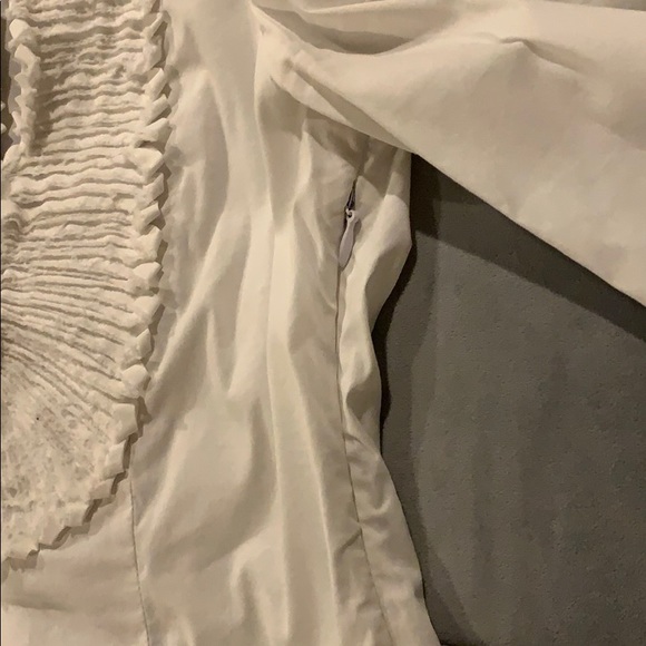 BCBG White Button Long Sleeve Shirt Bib intricate - Picture 5 of 8